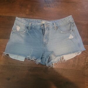 Distressed Light Blue Denim Shorts